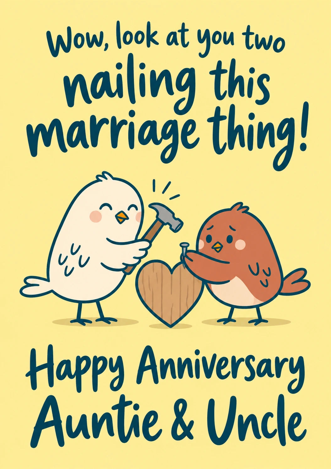 Funny Nail Hammering Birds Marriage Anniversary Card for Them