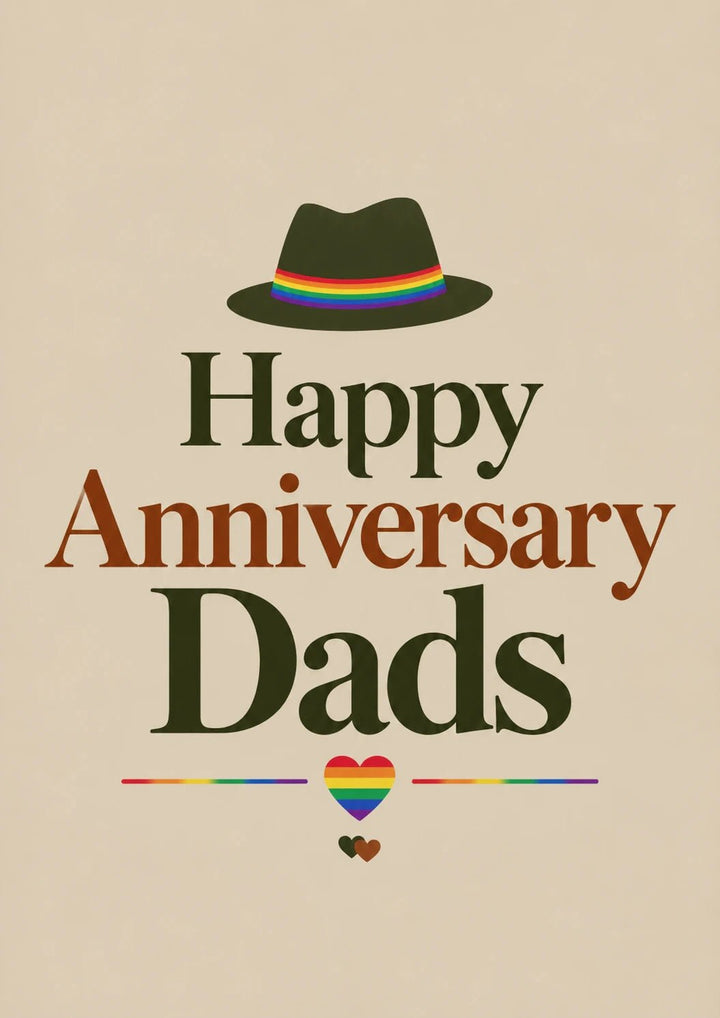 Rainbow Hat Happy Anniversary Dads Card