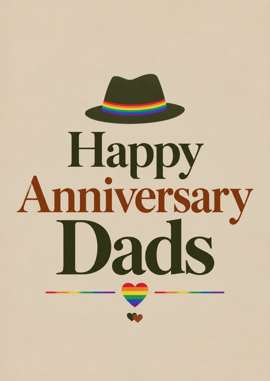 Rainbow Hat Happy Anniversary Dads Card