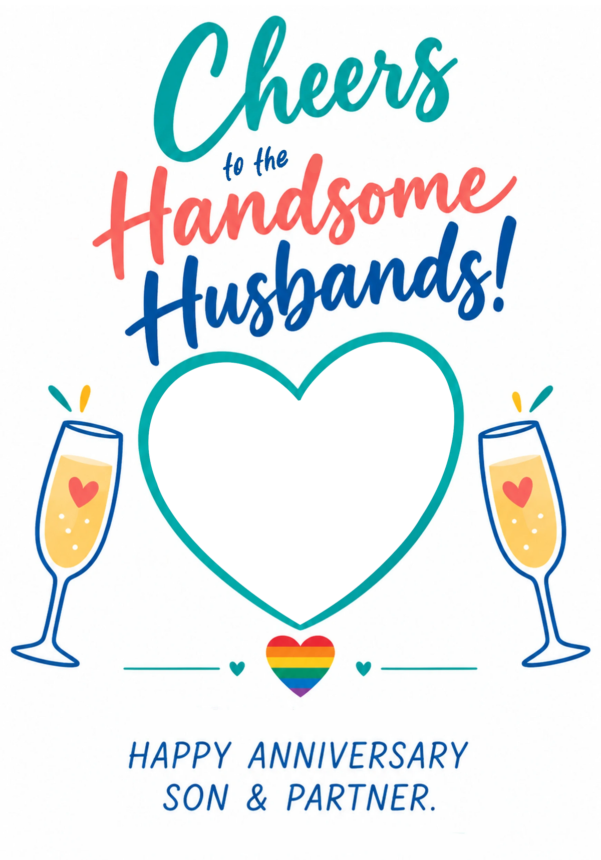 Cheers to the Handsome Husbands LGBTQ+ Photo Upload Anniversary Card