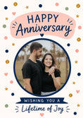 Load image into Gallery viewer, Confetti Hearts Happy Anniversary Photo Upload Card for Her

