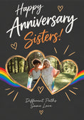 Load image into Gallery viewer, Rainbow Hearts Sisters Photo Upload Anniversary Card for Her

