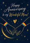 Load image into Gallery viewer, Rainbow Wristbands Holding Hands Mums Anniversary Card
