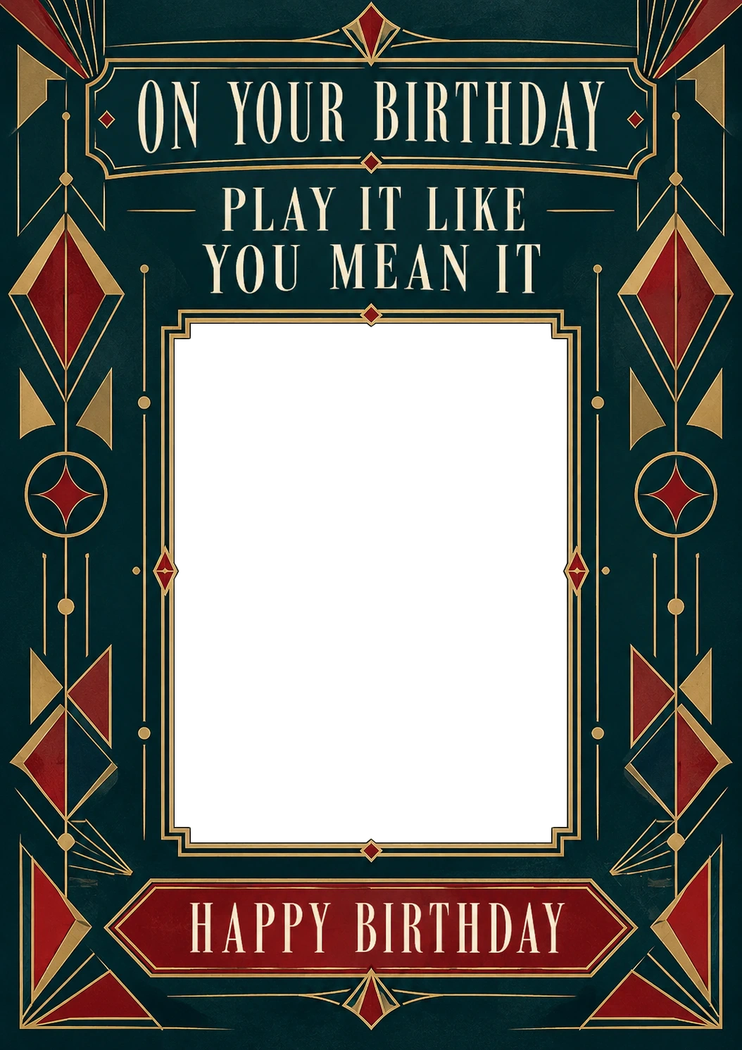Art Deco Play It Like You Mean It Photo Upload Birthday Card
