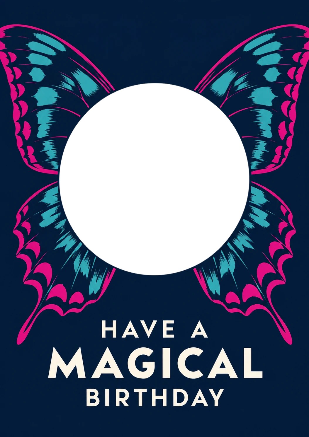 Teal and Pink Butterfly Magical Birthday Card for Her
