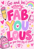 Load image into Gallery viewer, Fab-You-Lous Kawaii First Day of School Card for Her

