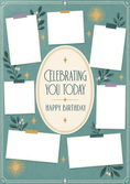 Load image into Gallery viewer, Celebrating You Today Botanical 8 Photo Upload Birthday Card
