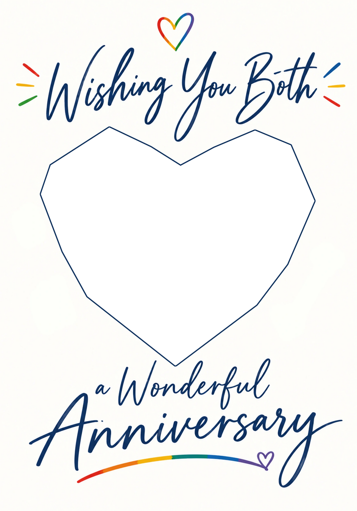 Rainbow Heart LGBTQ+ Photo Upload Anniversary Card