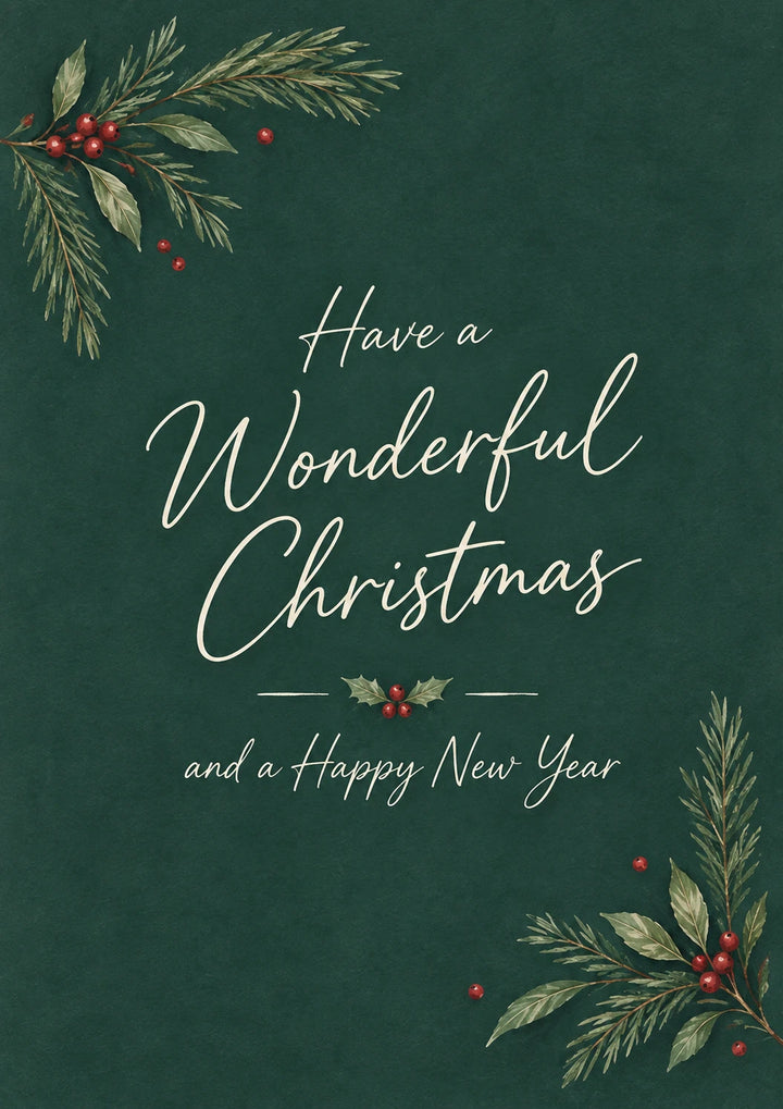 Elegant Holly and Berries Christmas Card for Her