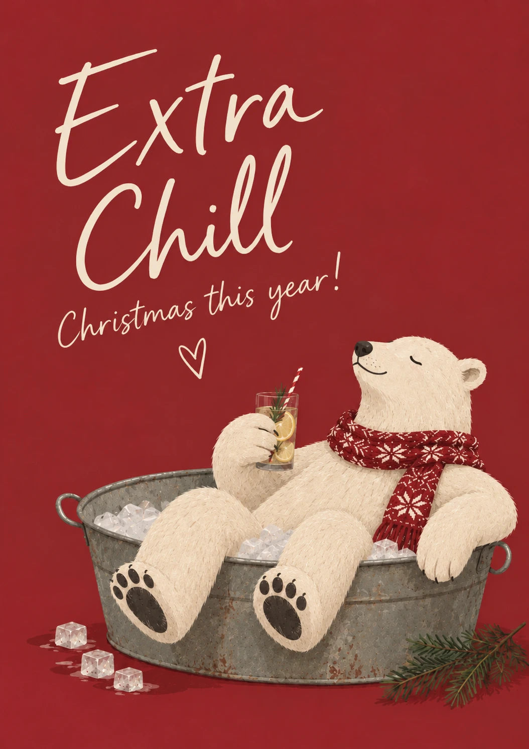Funny Polar Bear Ice Bath Christmas Card for Her