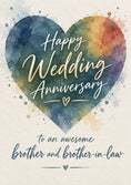 Load image into Gallery viewer, Rainbow Watercolour Heart Brother and Brother-in-Law Anniversary Card

