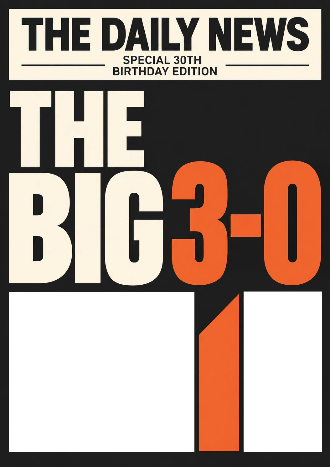 Funny Newspaper Spoof Big 3-0 Photo Upload 30th Birthday Card