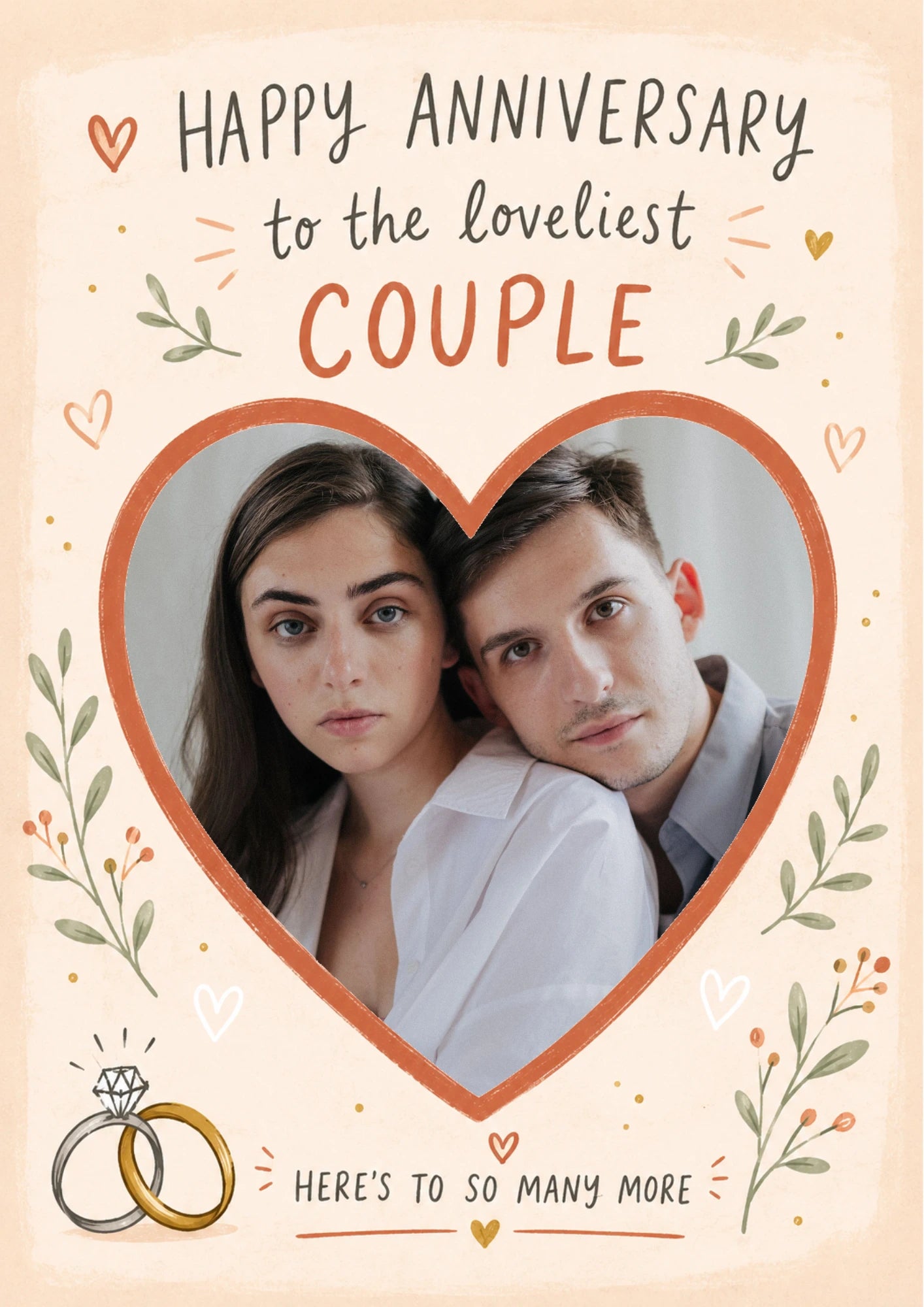 Loveliest Couple Heart Frame Photo Upload Anniversary Card