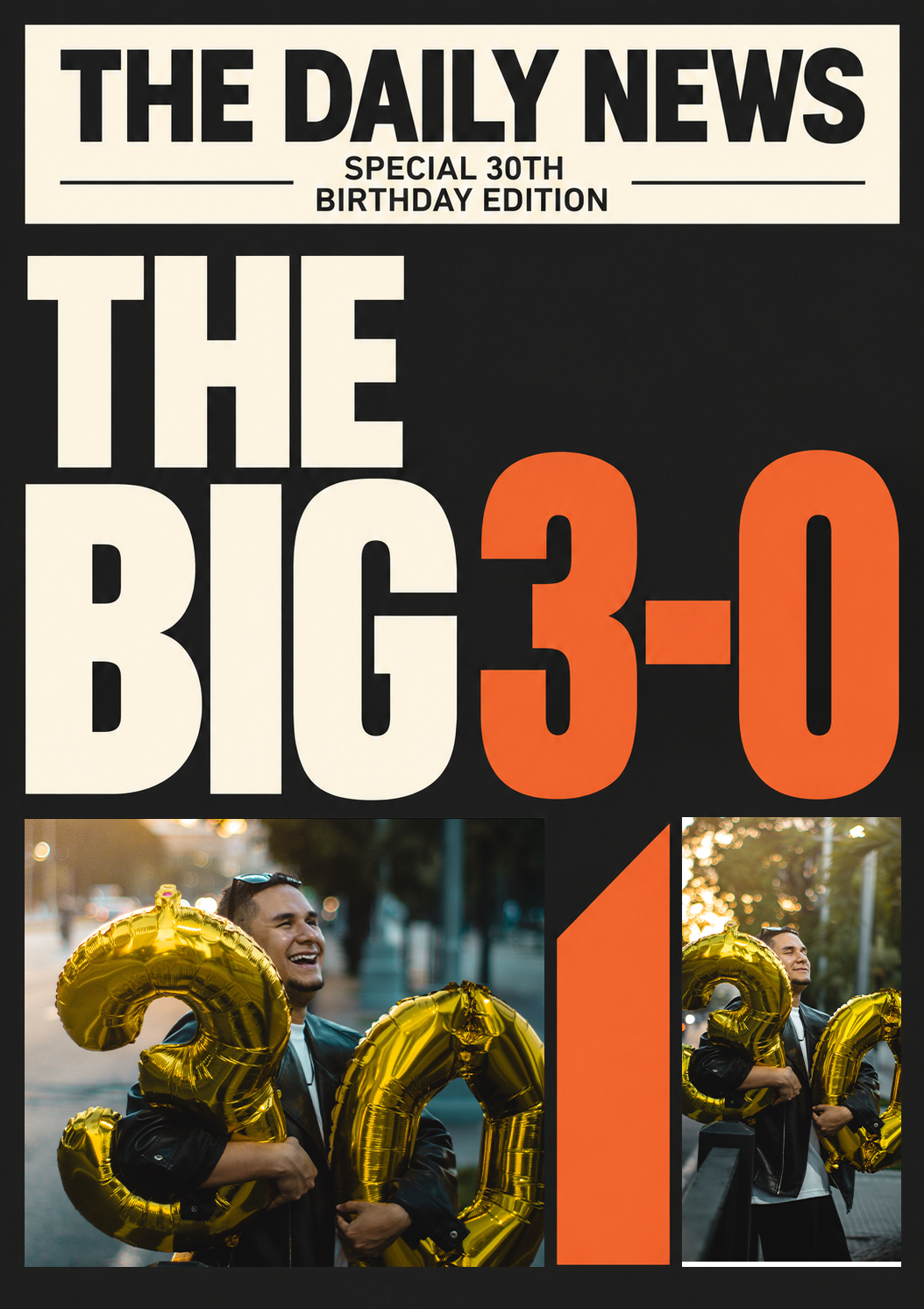 Funny Newspaper Spoof Big 3-0 Photo Upload 30th Birthday Card
