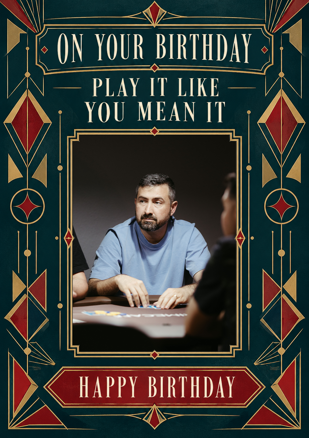 Art Deco Play It Like You Mean It Photo Upload Birthday Card