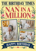 Load image into Gallery viewer, Nan in a Million Newspaper Spoof Photo Upload Birthday Card for Her
