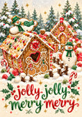 Load image into Gallery viewer, Gingerbread Village Snowman Jolly Merry Christmas Card
