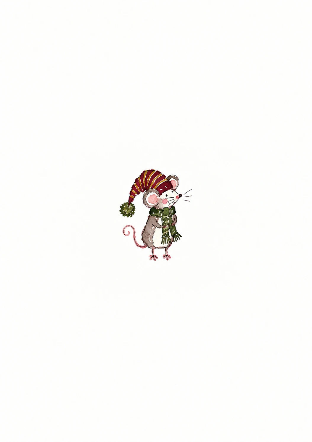 Cute Winter Mouse in Scarf Christmas Card
