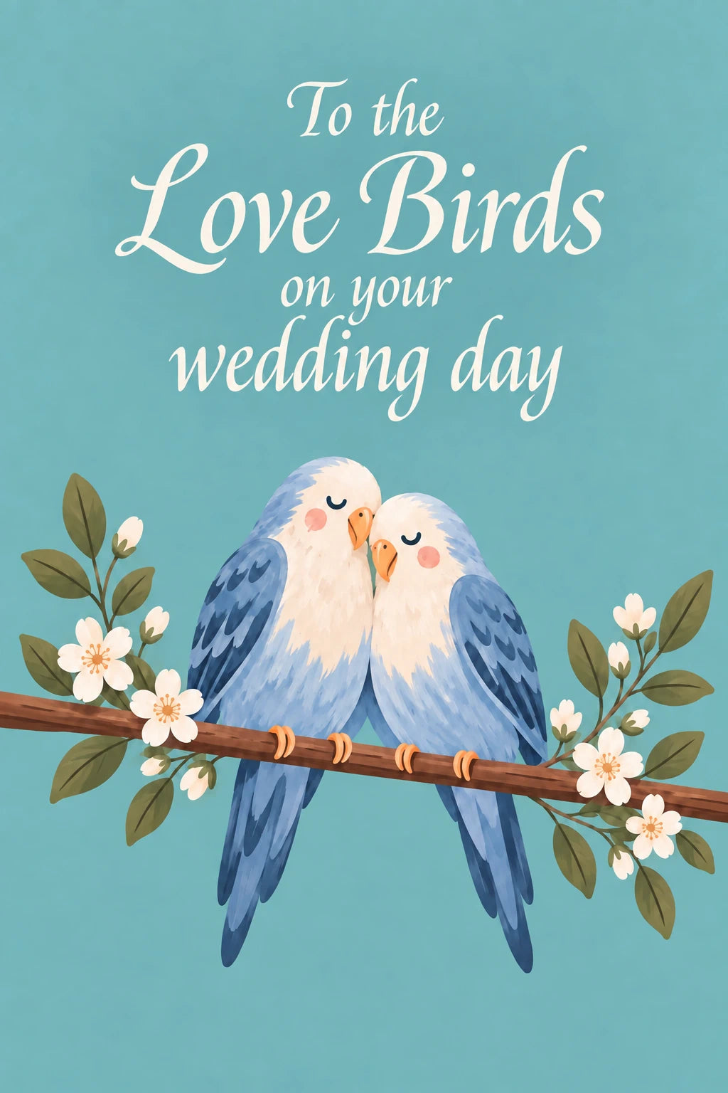 Love Birds on a Branch Wedding Day Card
