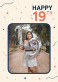 Load image into Gallery viewer, Happy 19th Silver Balloons Photo Upload Birthday Card for Her
