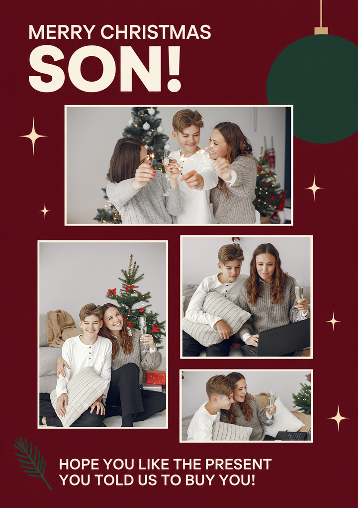 Merry Christmas Son Photo Upload Christmas Card for Him