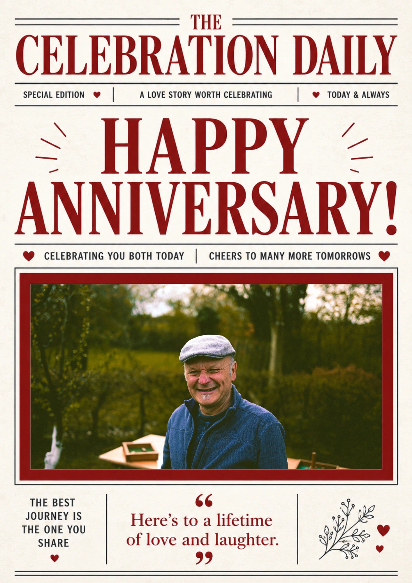 Newspaper Front Page Photo Upload Anniversary Card for Him