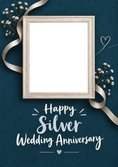 Load image into Gallery viewer, Silver Ribbon Floral Photo Upload 25th Anniversary Card
