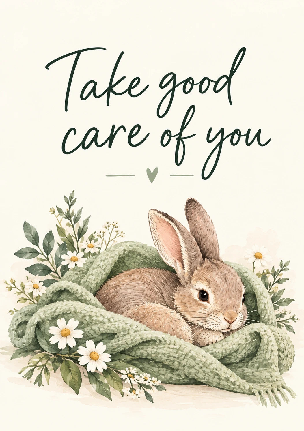 Cosy Bunny Floral get well soon! Card for Niece