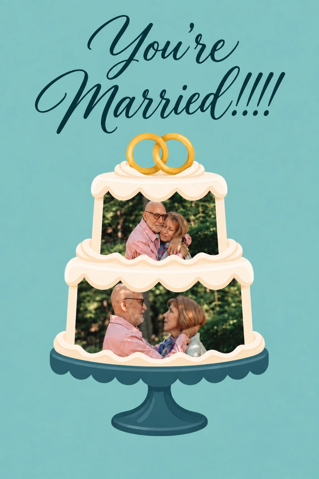 You're Married Wedding Cake Photo Upload Wedding Card