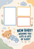 Load image into Gallery viewer, Funny Sleeping Bear Multiple Photo Upload New Baby Card for Daughter
