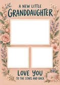 Load image into Gallery viewer, Floral From the Heart 3 Photo Upload New Baby Card for Granddaughter
