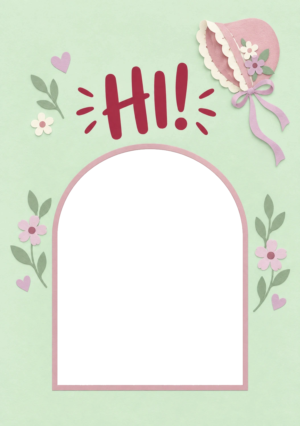 Cute Floral Bonnet Photo Upload New Baby Card for Niece