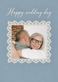 Load image into Gallery viewer, Happy Wedding Day Lace Frame Photo Upload Wedding Card
