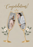 Load image into Gallery viewer, Gold Champagne Flutes Photo Upload Wedding Card
