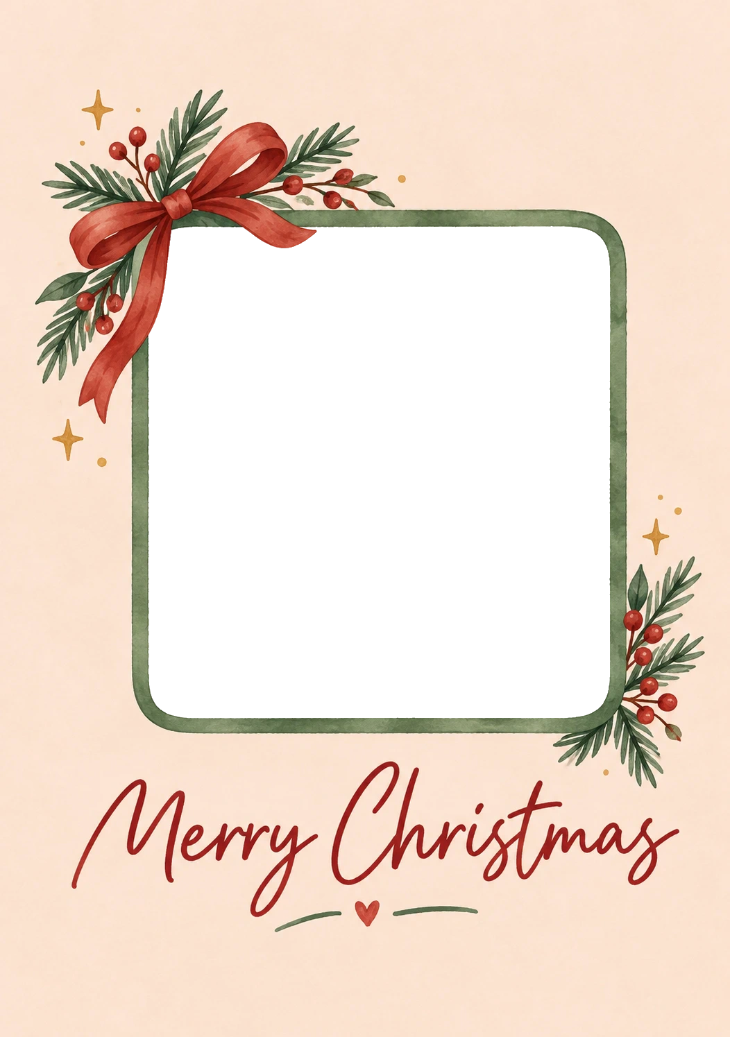 Festive Holly Bow Photo Upload Christmas Card for Grandma