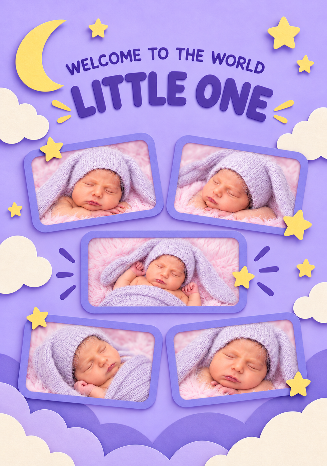 5 Photo Welcome to the World Photo Upload Congratulations Card for Niece