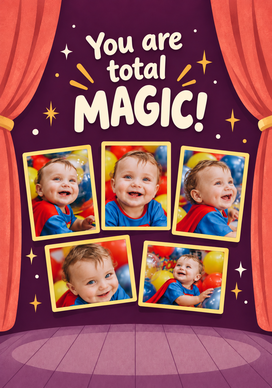Magic Stage Curtains 5 Photo Upload Congratulations Card for Niece