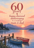 Load image into Gallery viewer, Lakeside Sunset Two Boats 60th Diamond Anniversary Card for Mum and Dad
