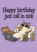 Load image into Gallery viewer, Funny Cool Cat Calling in Sick 21st Birthday Card

