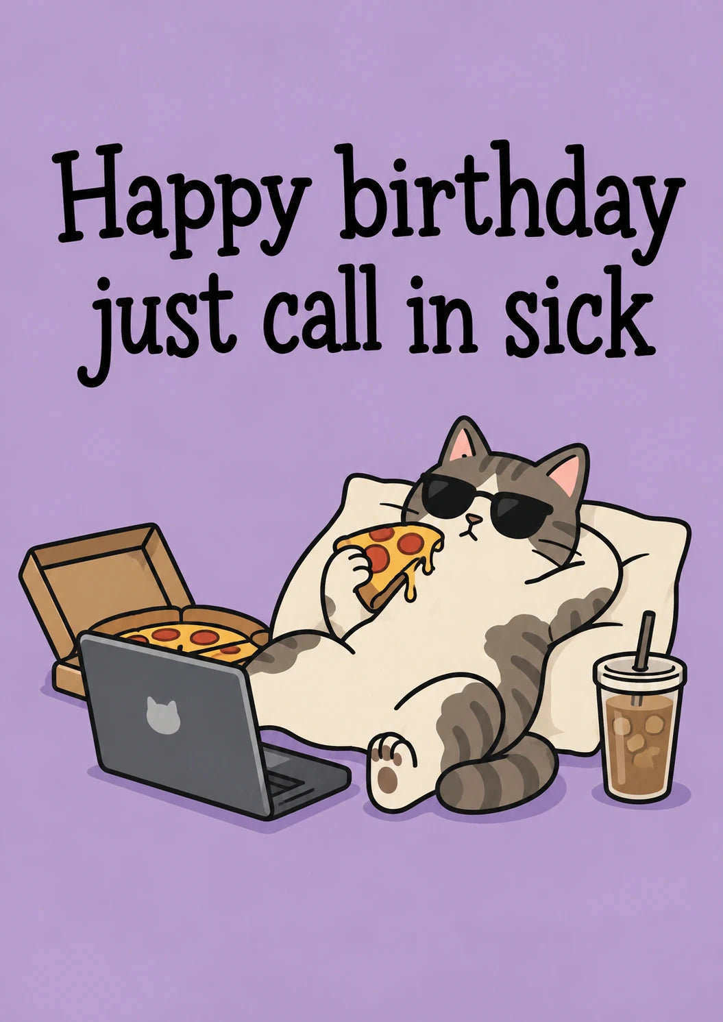 Funny Cool Cat Calling in Sick 21st Birthday Card