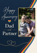 Load image into Gallery viewer, Rainbow Heart Dad and Partner Photo Upload Anniversary Card for Him
