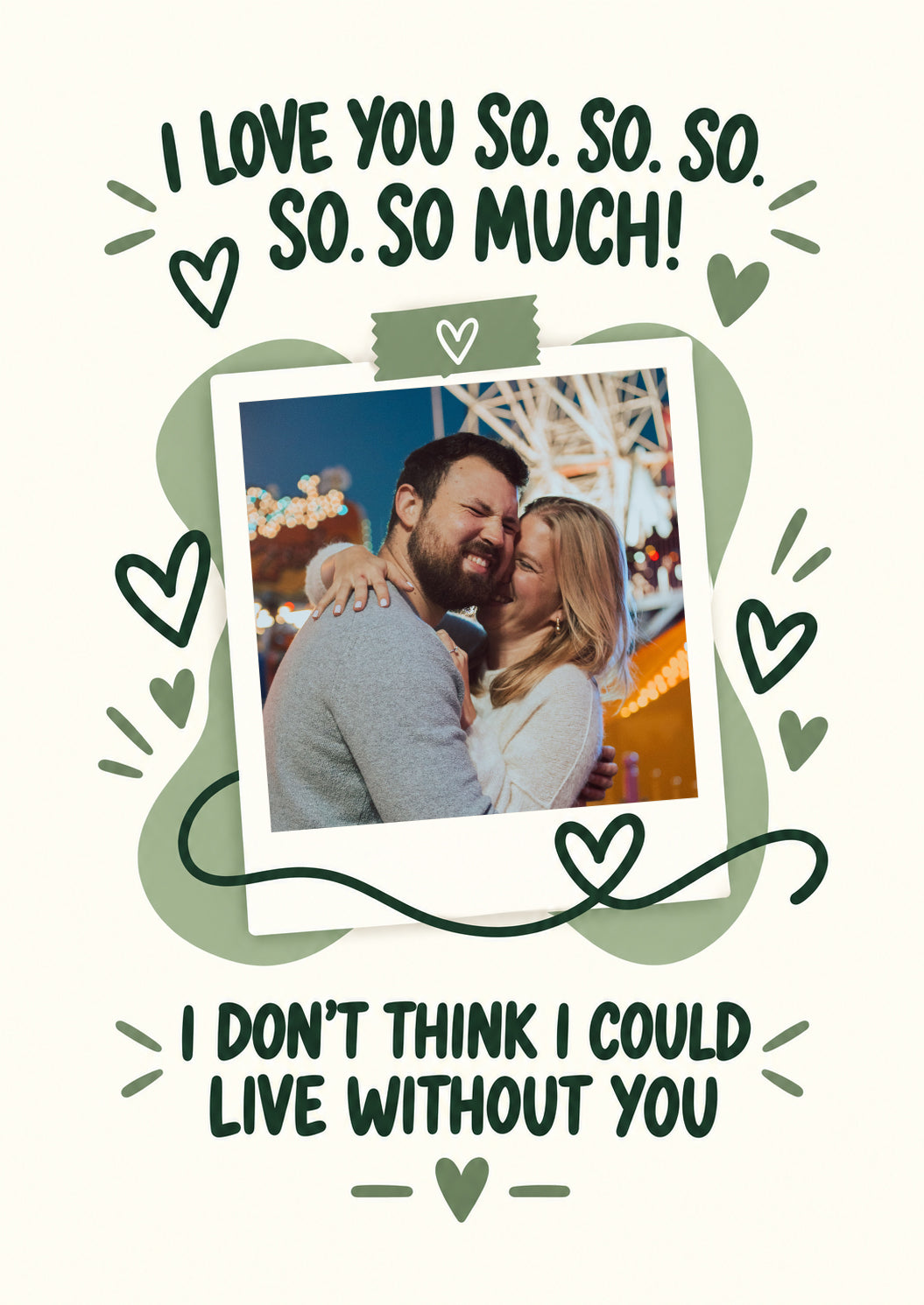 I Love You So Much Green Hearts Photo Upload Anniversary Card for Someone Special