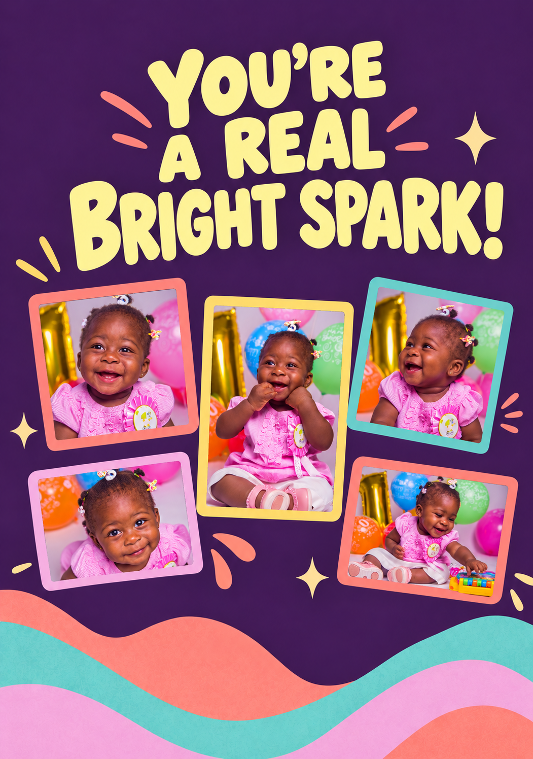 Bright Spark Multiple Photo Upload Congratulations Card for Niece