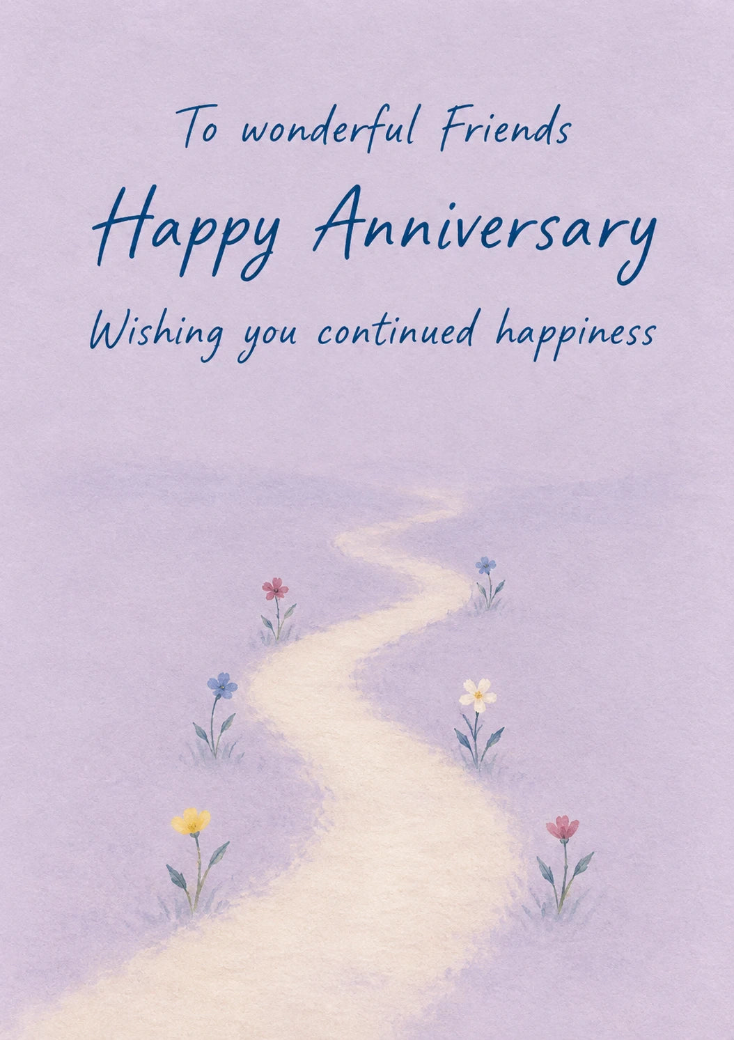 Winding Floral Path Friends Anniversary Card