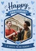 Load image into Gallery viewer, Blue Hearts So Grateful for Our Friendship Photo Upload Anniversary Card
