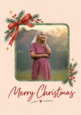 Load image into Gallery viewer, Festive Holly Bow Photo Upload Christmas Card for Grandma
