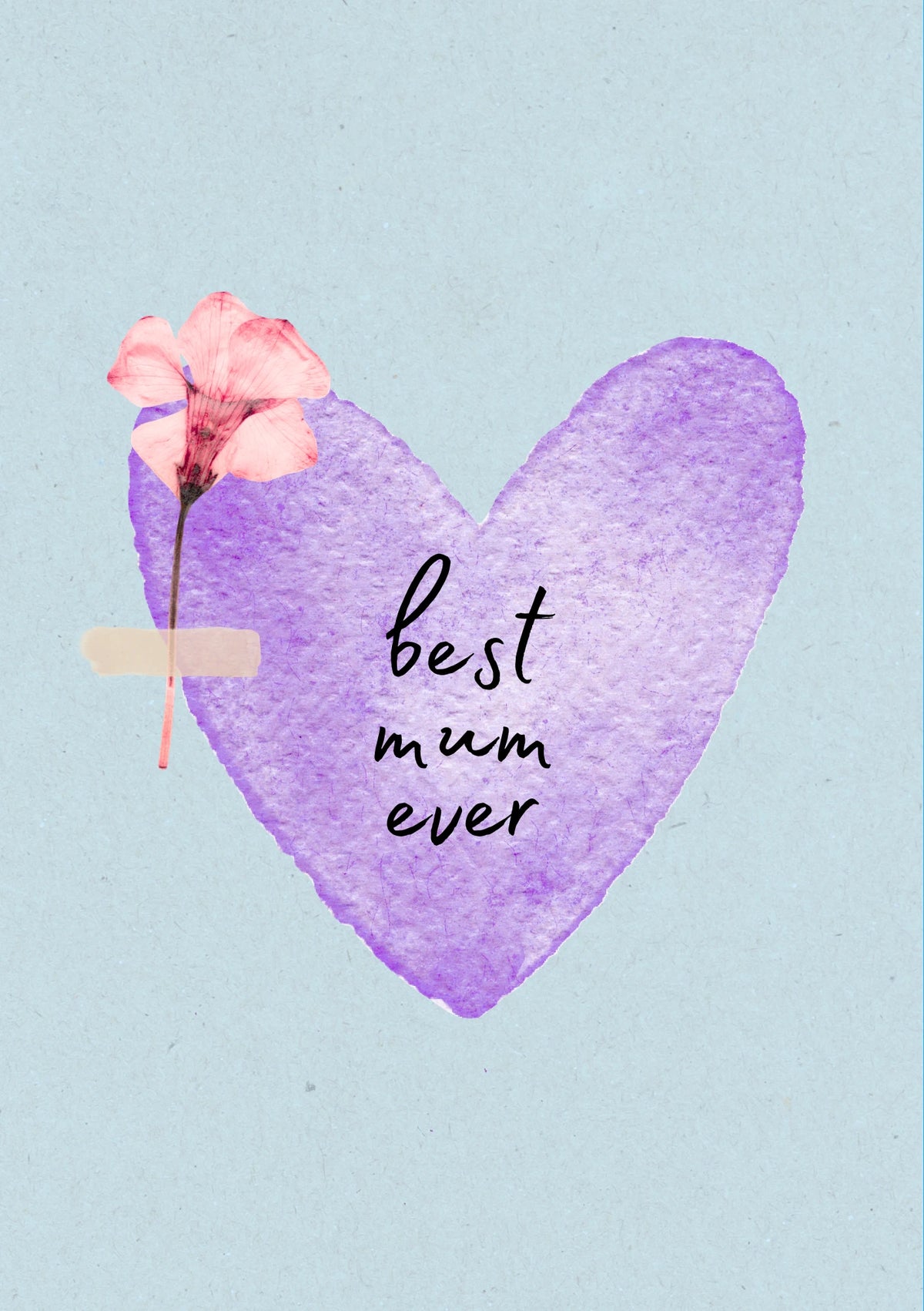 Purple Heart Best Mum Ever Birthday Card for Her