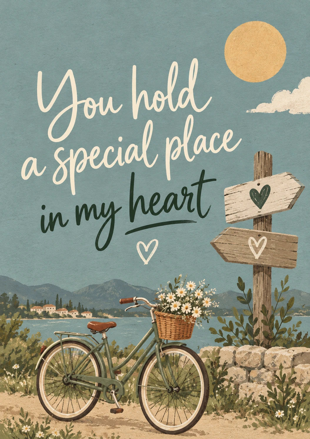 Special Place in My Heart Bicycle valentine's day Card for Boyfriend