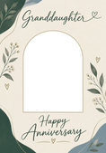 Load image into Gallery viewer, Green Botanical Arch Granddaughter Photo Upload Anniversary Card
