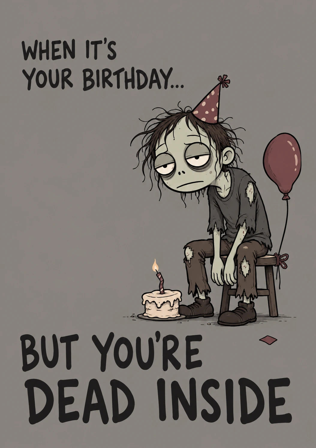 Funny Dead Inside Zombie Halloween Card for Him